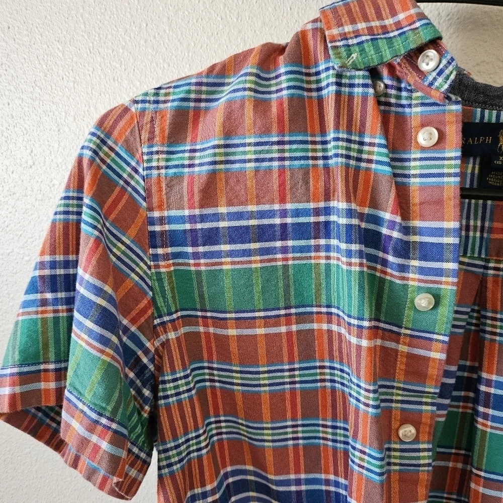 Ralpg Layren Colorful Plaid Youth Shirt Size Large..